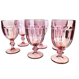 Vintage Pink Libbey Duratuff Gibralter Water Goblets Set of 6-Vtg pink Glassware